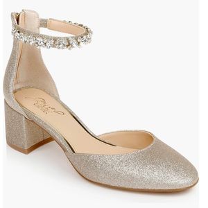 Badgley Mischka Jewel Glitter Cathleen Pump Size 6.5 Champagne